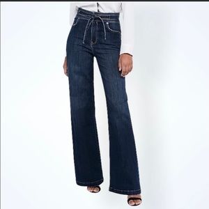 Express Super High Waisted Sash Tie Wide Leg Jeans